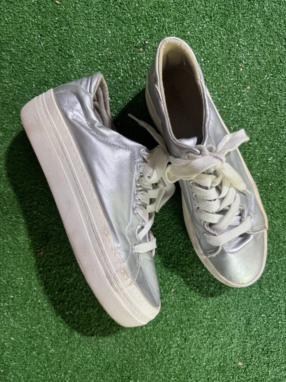 Rocket dog Silver Women's Platform Sneakers - Metallic Lace-Up Casual Shoes